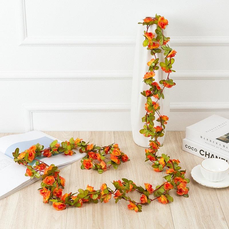 250cm Vines with Flowers - Orange Artificial Plant - Femboy Fatale