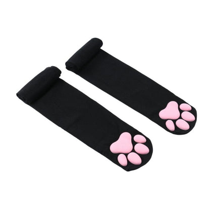 Cat Paw Thigh High Socks - Black Socks - Femboy Fatale