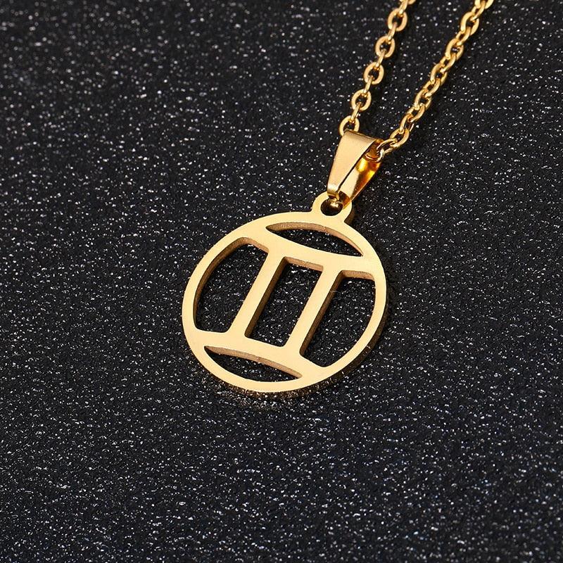 Zodiac Symbol Necklace - Gemini Gold Necklace - Femboy Fatale
