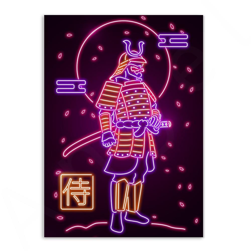 Various Neon Style Canvas Posters [Large Prints] - 40x60cm / Samurai - Femboy Fatale