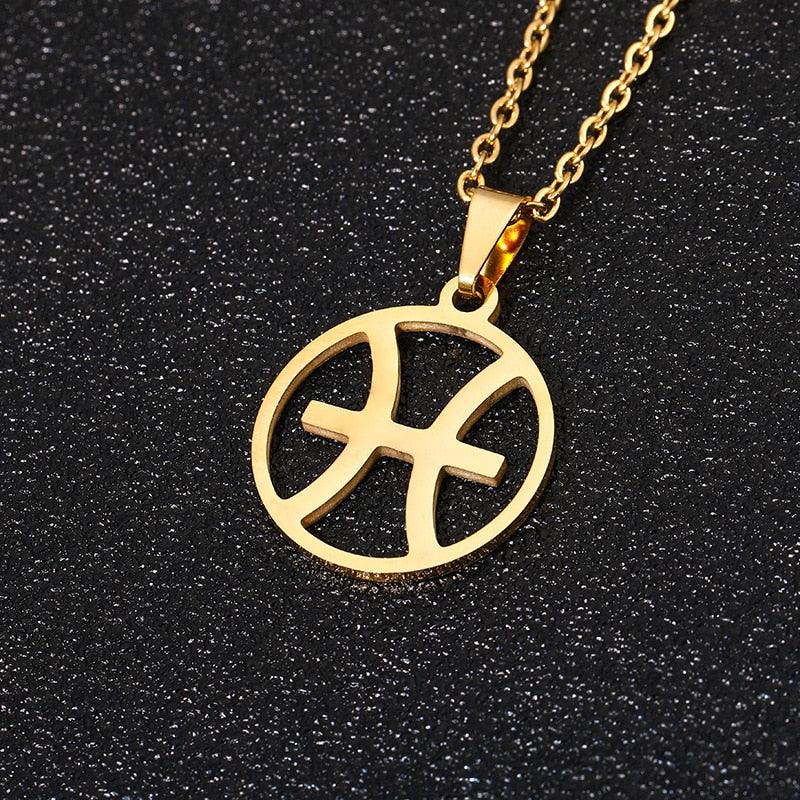 Zodiac Symbol Necklace - Pisces Gold Necklace - Femboy Fatale