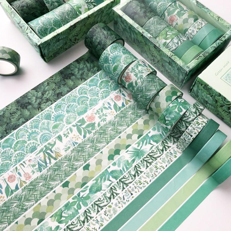 Washi Tape Collections - 12 Rolls / Carton - Green Mint Washi Tape - Femboy Fatale