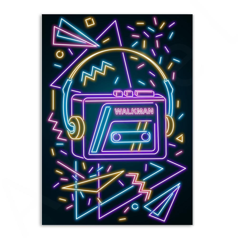 Various Neon Style Canvas Posters [Large Prints] - 40x60cm / Walkman - Femboy Fatale