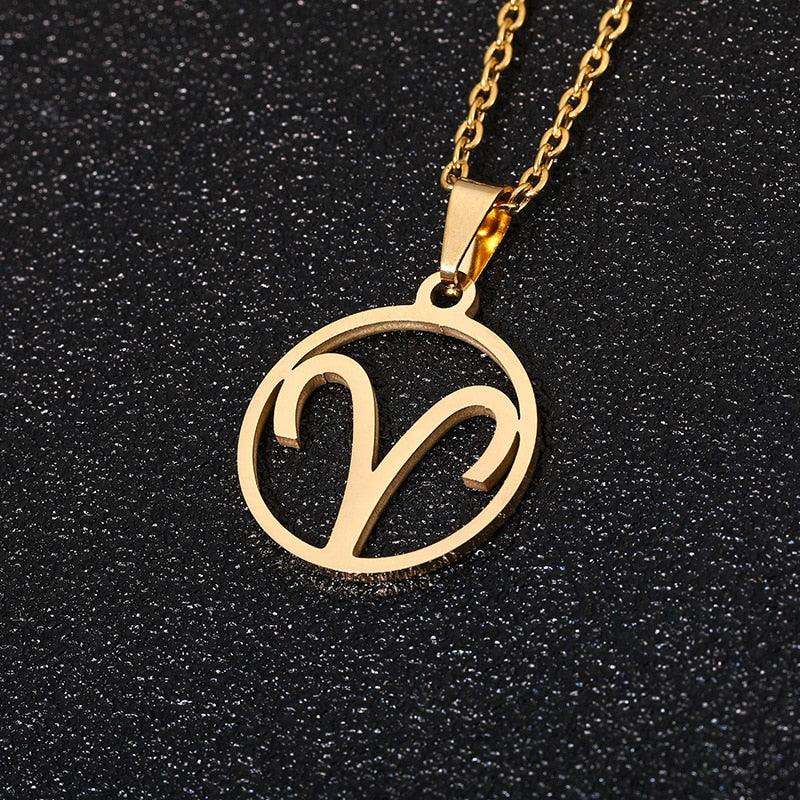Zodiac Symbol Necklace - Aries Gold Necklace - Femboy Fatale