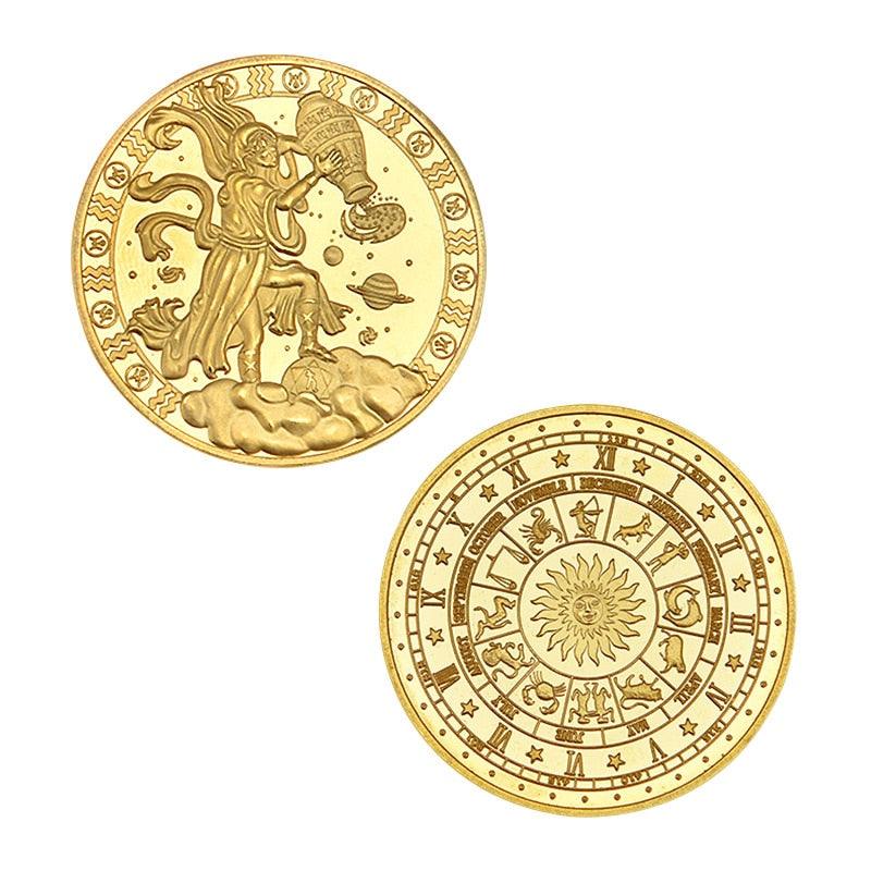 Zodiac Commemorative Gold Plated Coin Collection - Aquarius Coin - Femboy Fatale