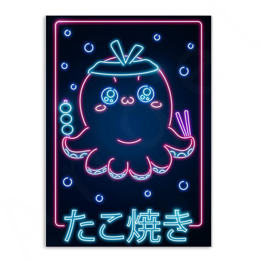 Various Neon Style Canvas Posters [Large Prints] - 40x60cm / Octopus - Femboy Fatale