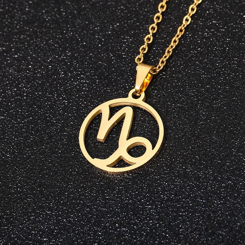 Zodiac Symbol Necklace - Capricorn Gold Necklace - Femboy Fatale