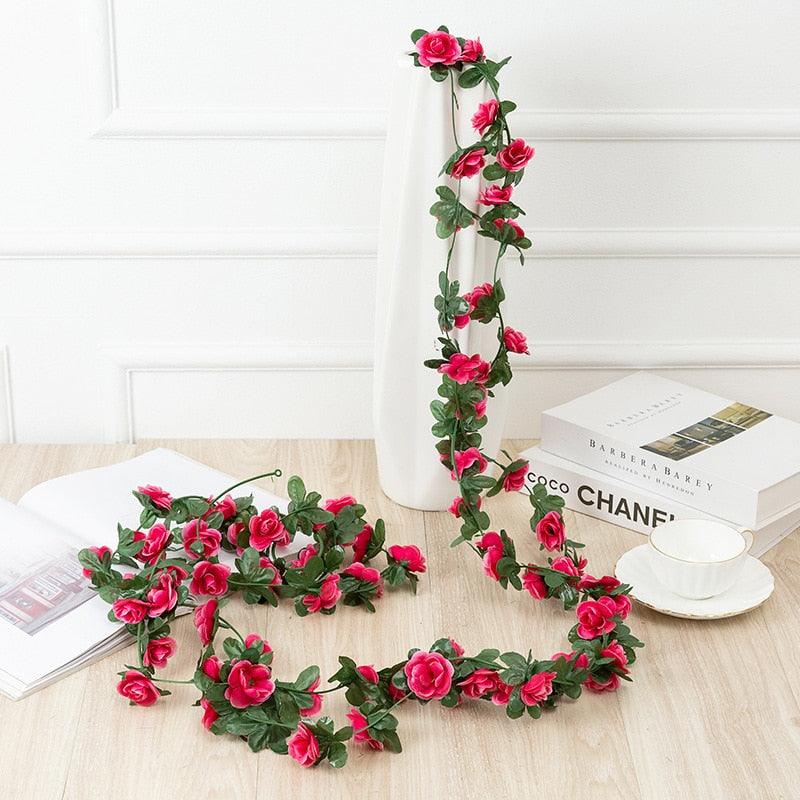 250cm Vines with Flowers - Rose Red Artificial Plant - Femboy Fatale
