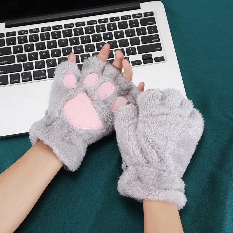 Cat Paw Gloves - Gray Gloves - Femboy Fatale