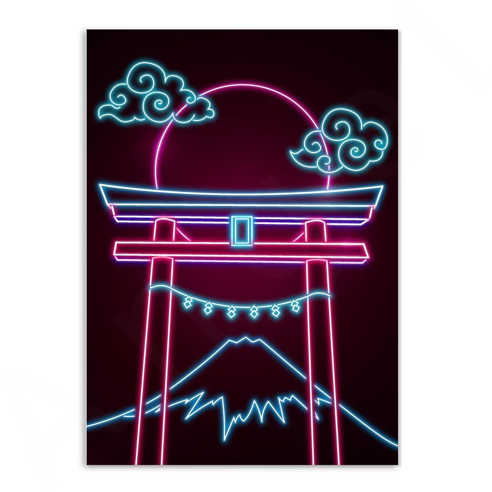 Various Neon Style Canvas Posters [Large Prints] - 40x60cm / Torii (Japanese Gate) - Femboy Fatale
