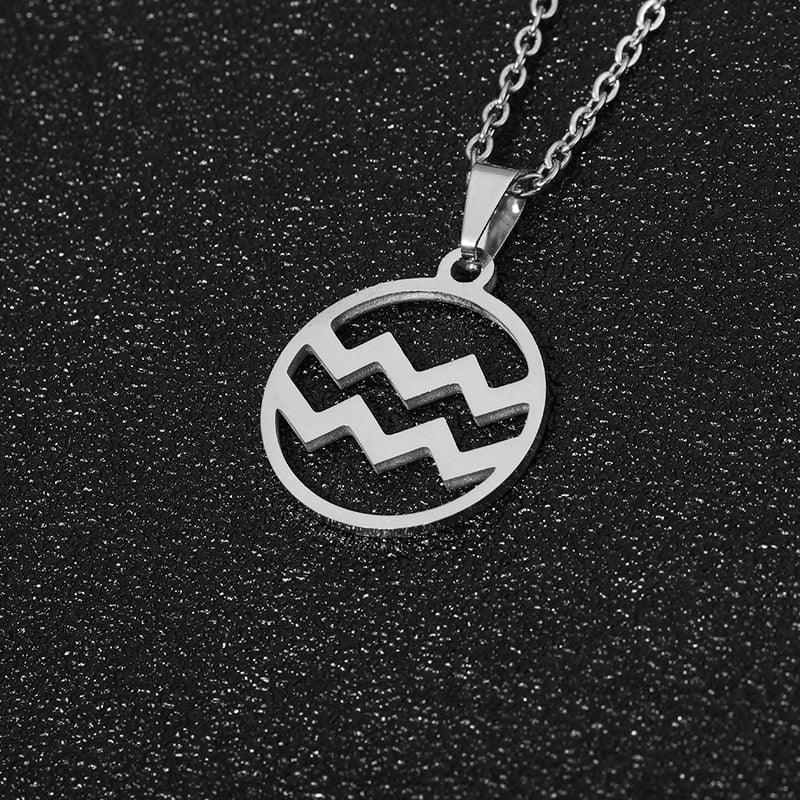 Zodiac Symbol Necklace - Aquarius Silver Necklace - Femboy Fatale