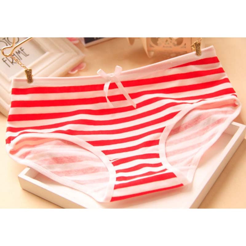 Cute Striped Ribbon Panties - Red Underwear - Femboy Fatale