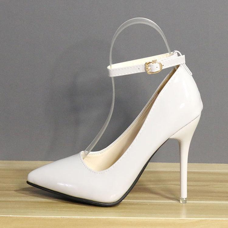 Closed Toe Stilettos 12cm Heels - White / 3 - Femboy Fatale