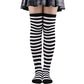 Thin Striped Thigh High Socks - Black & White Socks - Femboy Fatale