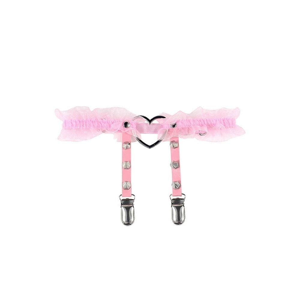 Pink Gothic Leather Garter Collection Pink Gothic Leather Garter Collection