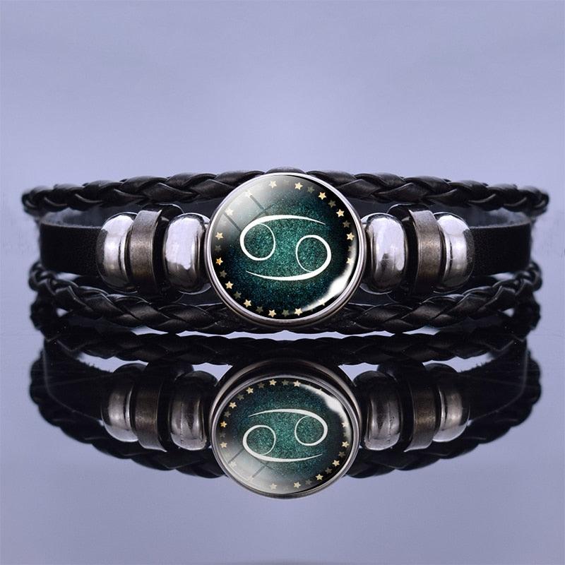 Zodiac Leather Bracelet Collection - Cancer Green Bracelet - Femboy Fatale