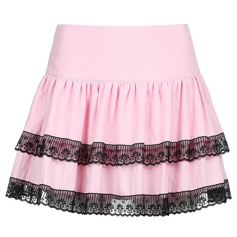 Gothic Pink Plaid Skirt - Simple Pink / XS Skirt - Femboy Fatale