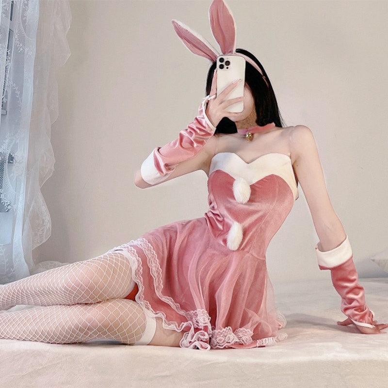 Santa Bunny Dress - Pink / M Costume - Femboy Fatale