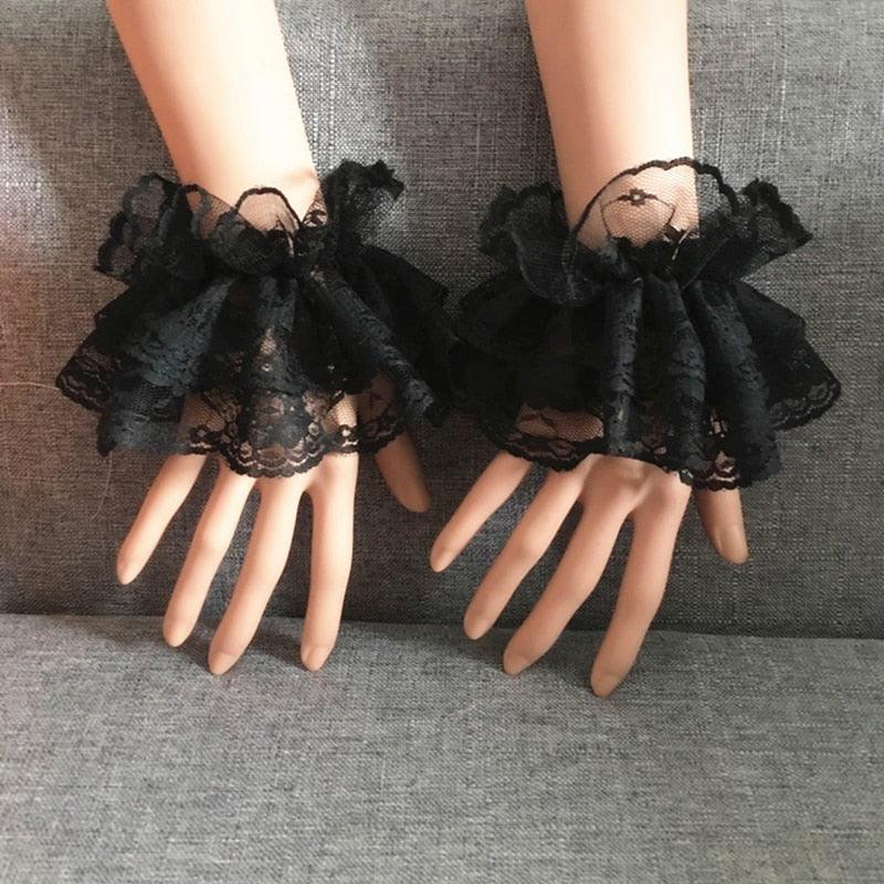 Maiden Cuffs w/ Ribbon - Black Lace - Femboy Fatale