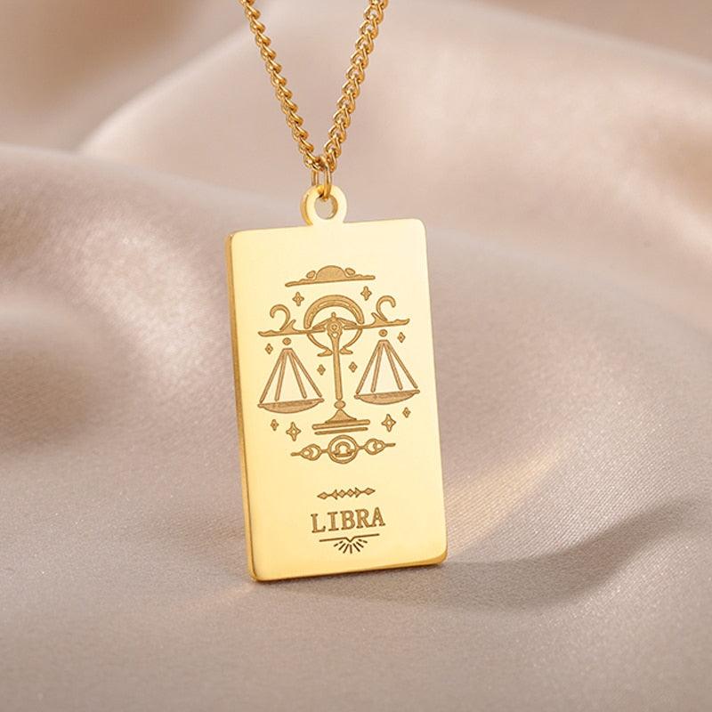 Zodiac Engraved Plate Pendant - Pendant - Femboy Fatale