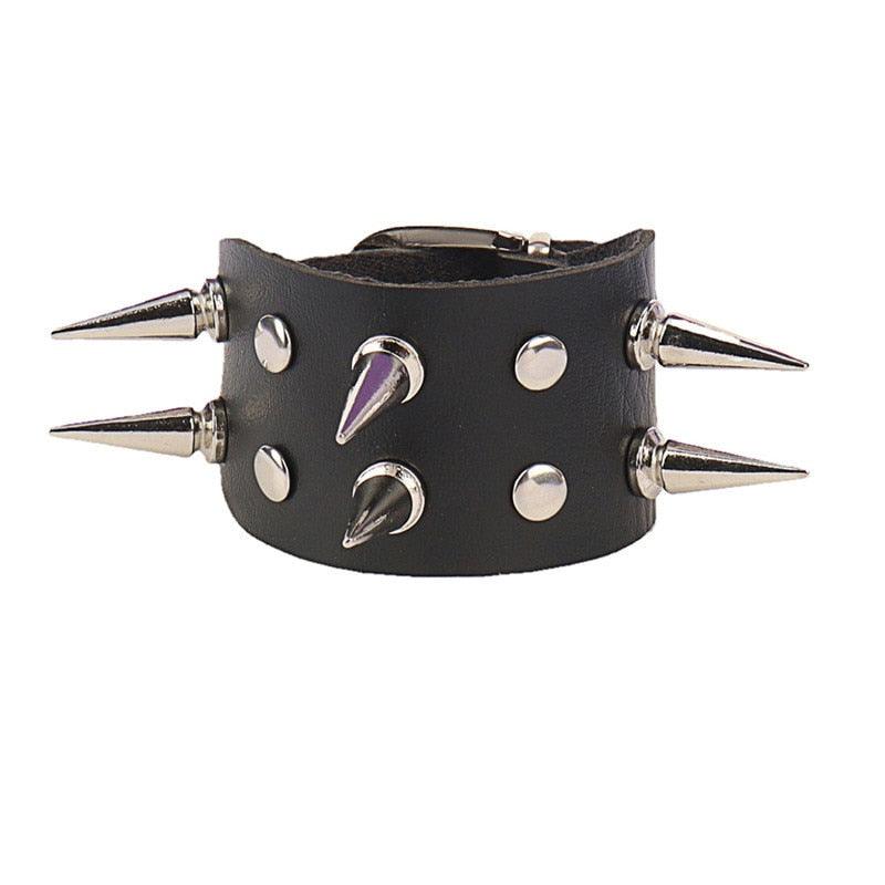 Black Leather Gothic Bracelet Collection - 13 Bracelet - Femboy Fatale