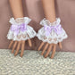 Maiden Cuffs w/ Ribbon - White Lace w/ Light Purple Ribbon - Femboy Fatale