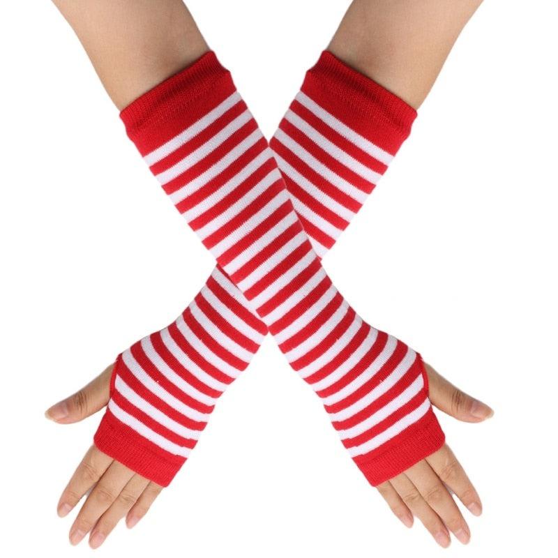 Striped Arm Warmers - Red & White Accessory - Femboy Fatale