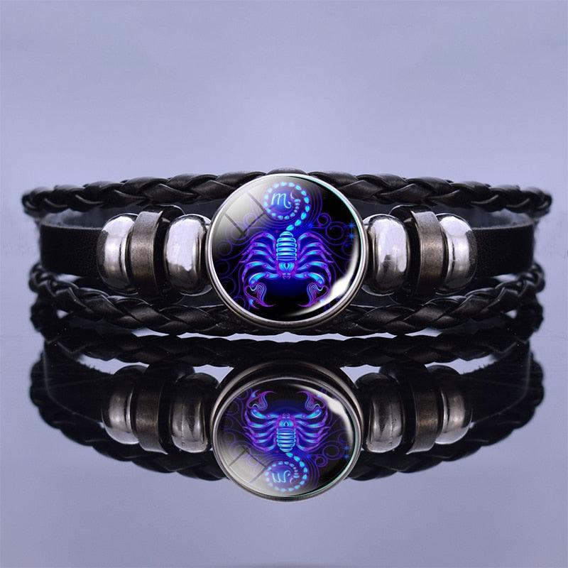 Zodiac Leather Bracelet Collection - Scorpio Blue Bracelet - Femboy Fatale