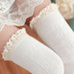 Lace Thigh High Stockings - White - Femboy Fatale