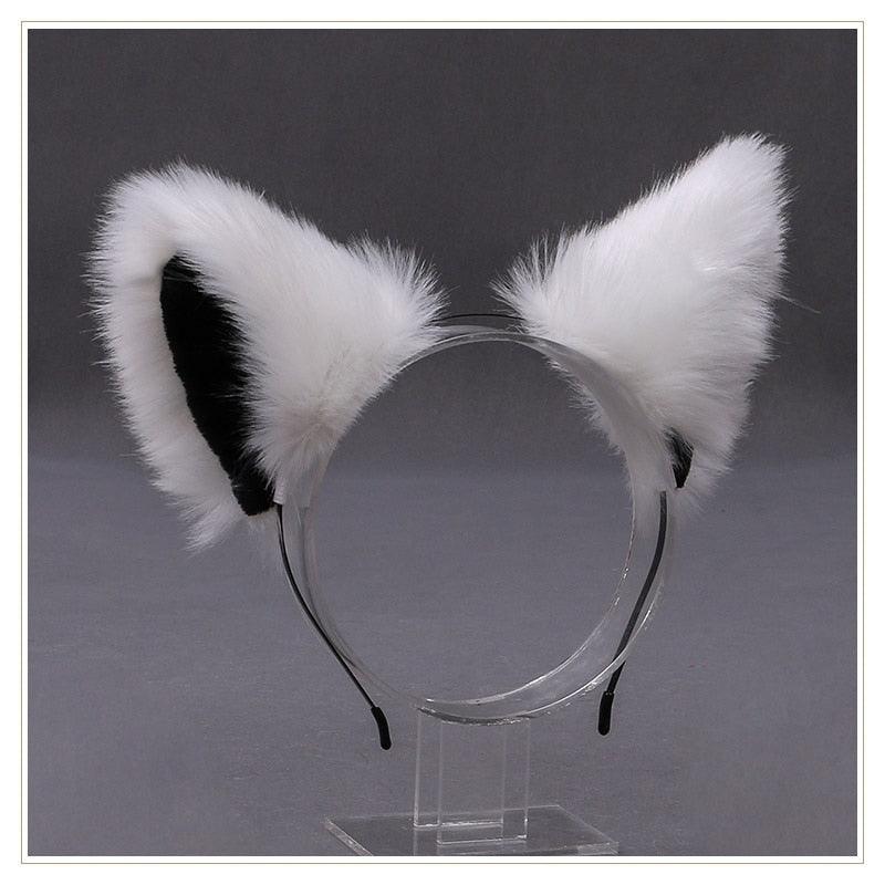 Simple Cat Ears Headband - White with Black Highlight Headband - Femboy Fatale