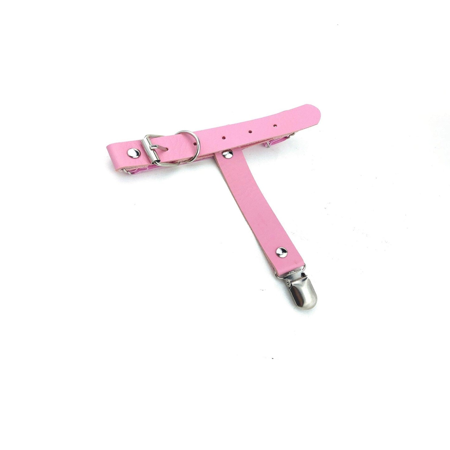 Pink Gothic Leather Garter Collection - Belt w/ Clip Garters - Femboy Fatale