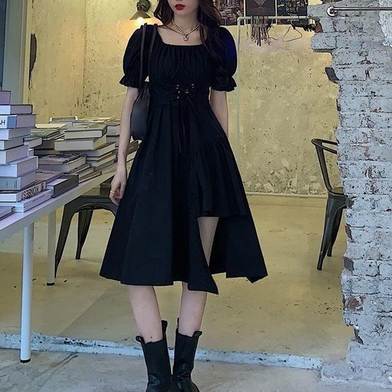 Asymmetric Summer Dress - Black / S Dress - Femboy Fatale