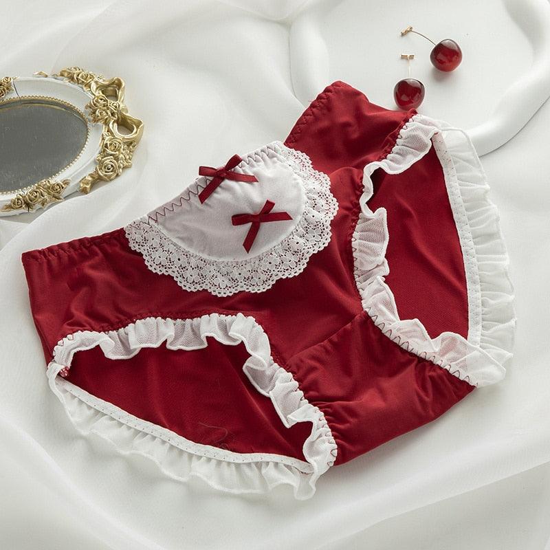 Maid Lace Panty Collection - Red Opaque / L Underwear - Femboy Fatale
