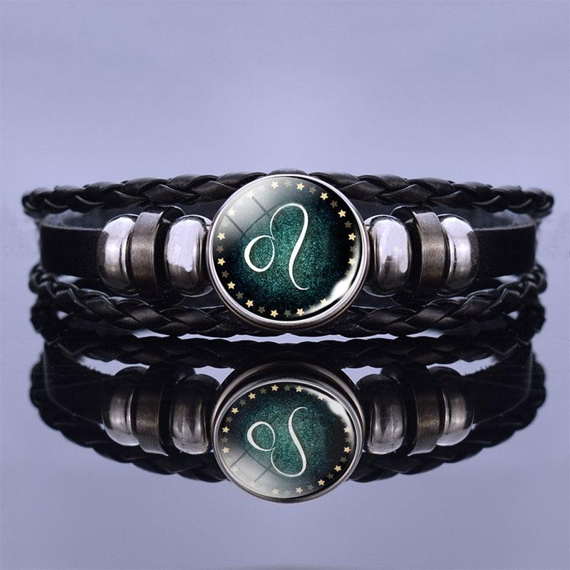 Zodiac Leather Bracelet Collection - Leo Green Bracelet - Femboy Fatale