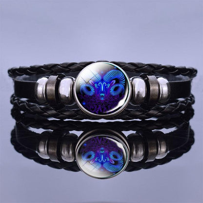 Zodiac Leather Bracelet Collection - Aries Blue Bracelet - Femboy Fatale