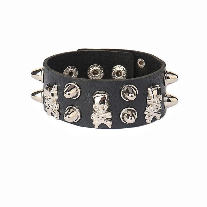 Black Leather Gothic Bracelet Collection - 12 Bracelet - Femboy Fatale