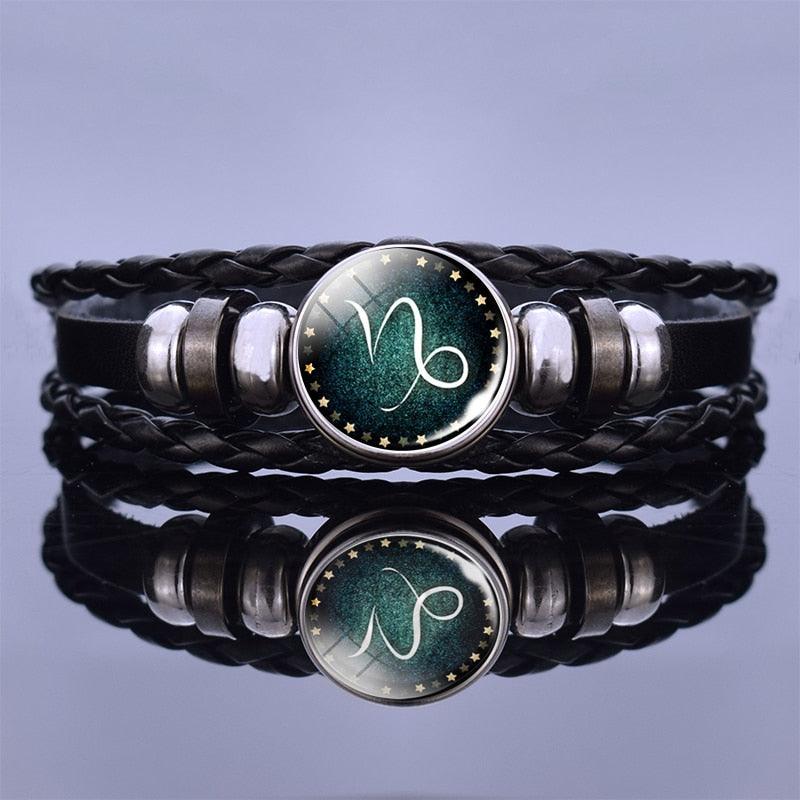 Zodiac Leather Bracelet Collection - Capricorn Green Bracelet - Femboy Fatale
