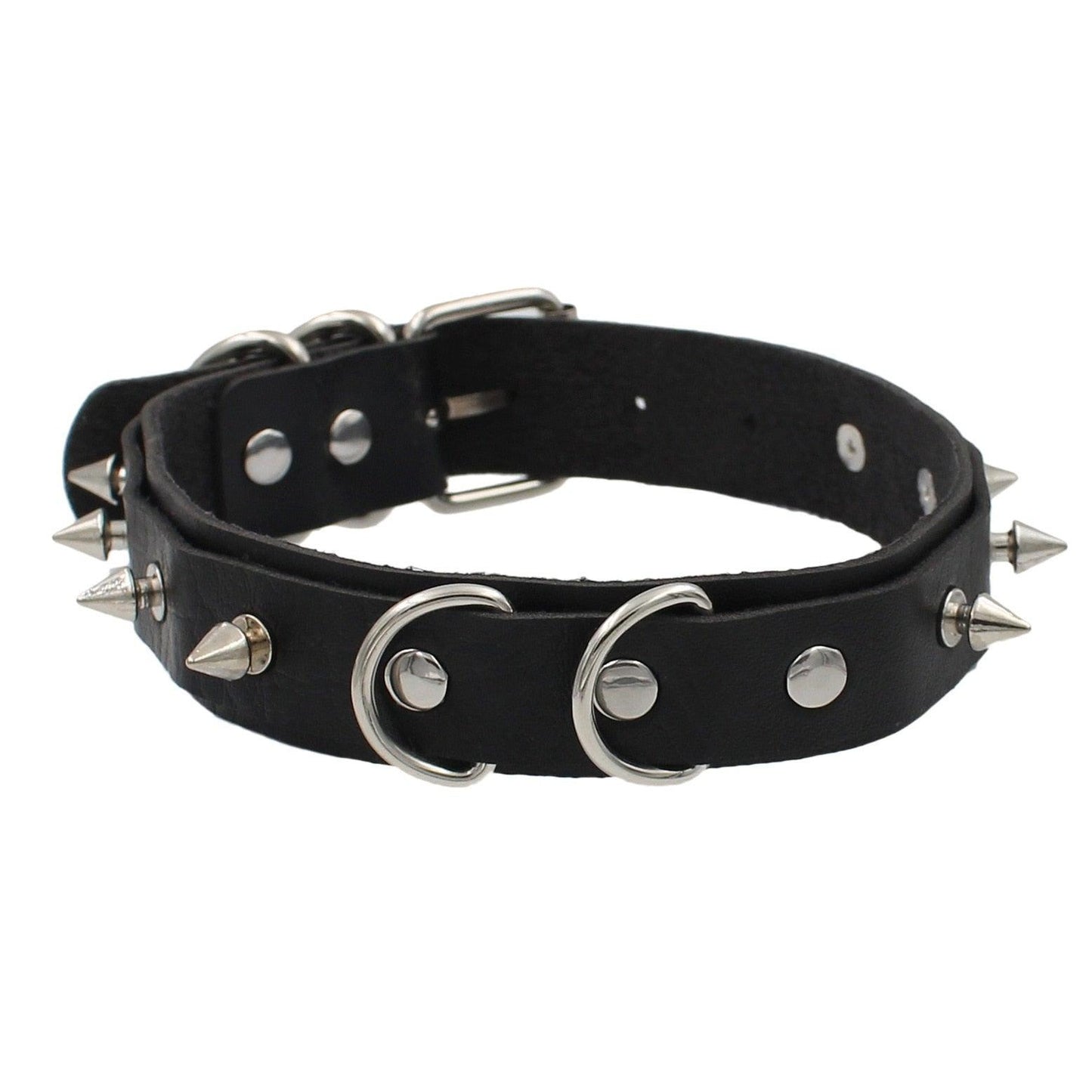 Black Leather Gothic Choker Collection - Rivet Dots Choker - Femboy Fatale