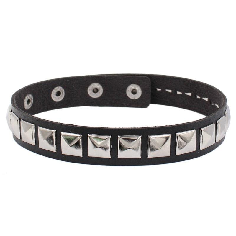 Colorful Studded Leather Chokers - Black Choker - Femboy Fatale