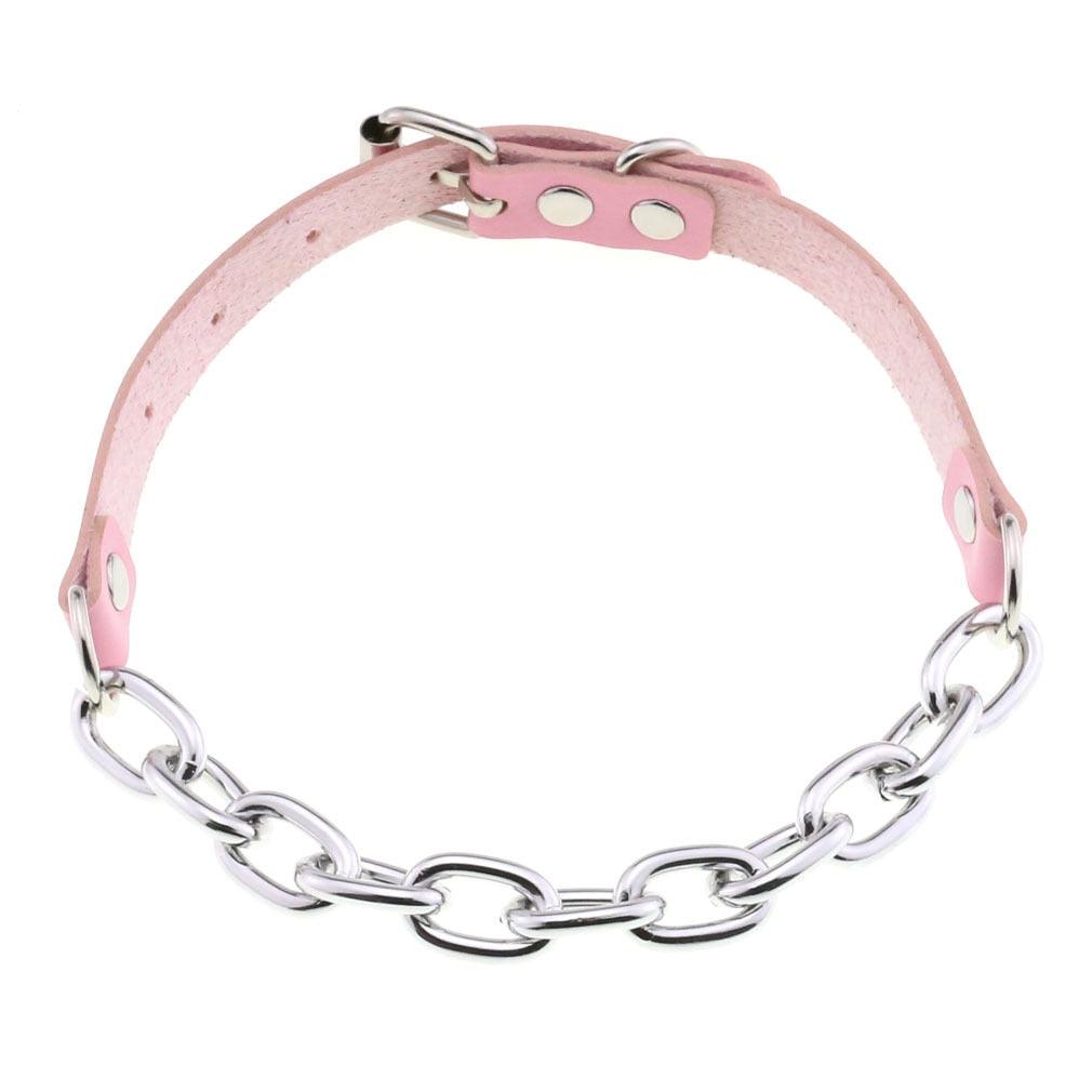 Pink Leather Gothic Choker Collection - Style 26 Choker - Femboy Fatale