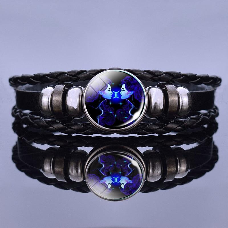 Zodiac Leather Bracelet Collection - Gemini Blue Bracelet - Femboy Fatale