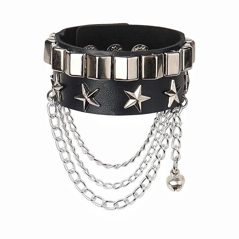 Black Leather Gothic Bracelet Collection - 15 Bracelet - Femboy Fatale