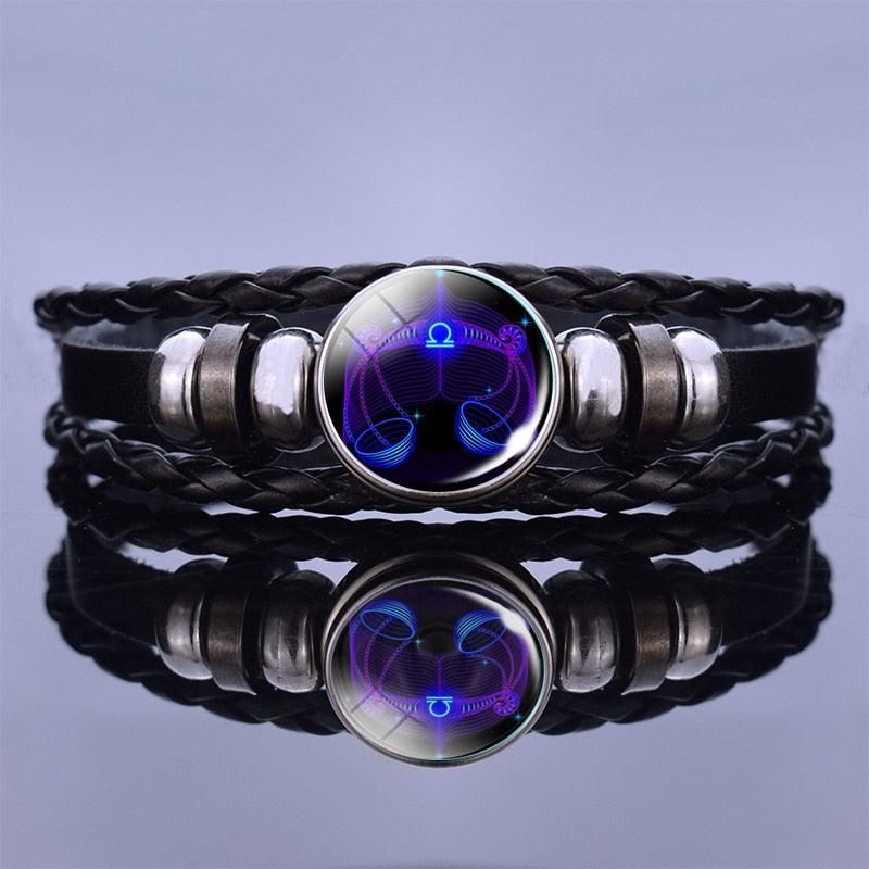 Zodiac Leather Bracelet Collection - Libra Blue Bracelet - Femboy Fatale