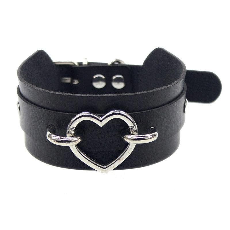 Black Leather Gothic Choker Collection - Choker - Femboy Fatale