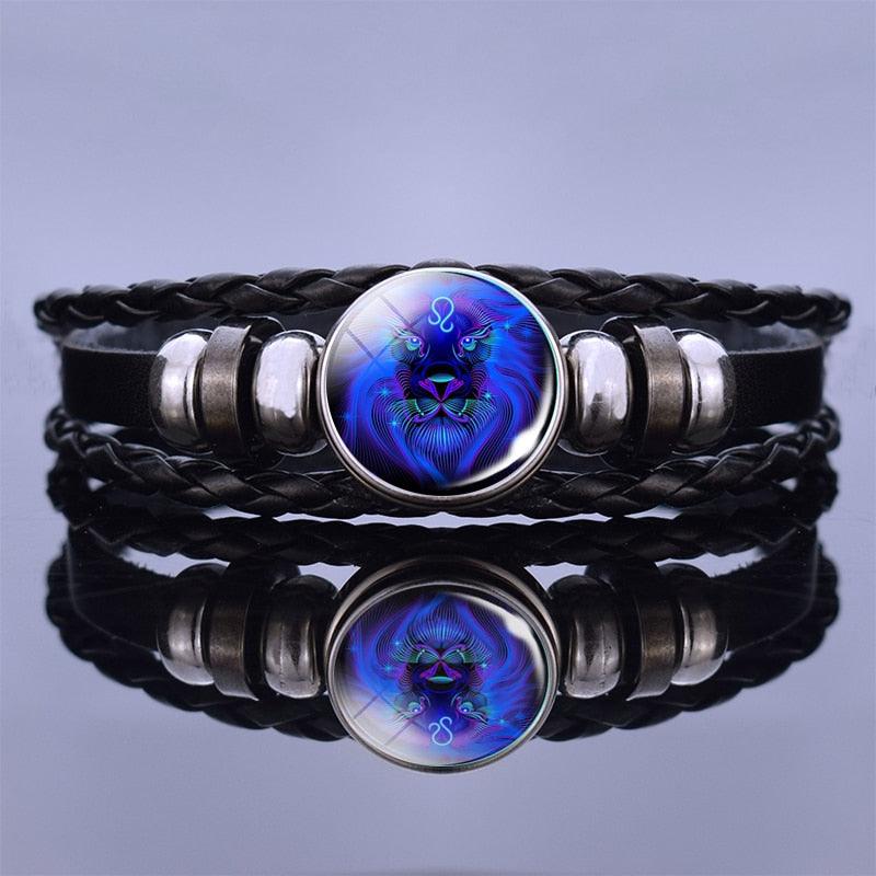 Zodiac Leather Bracelet Collection - Leo Blue Bracelet - Femboy Fatale