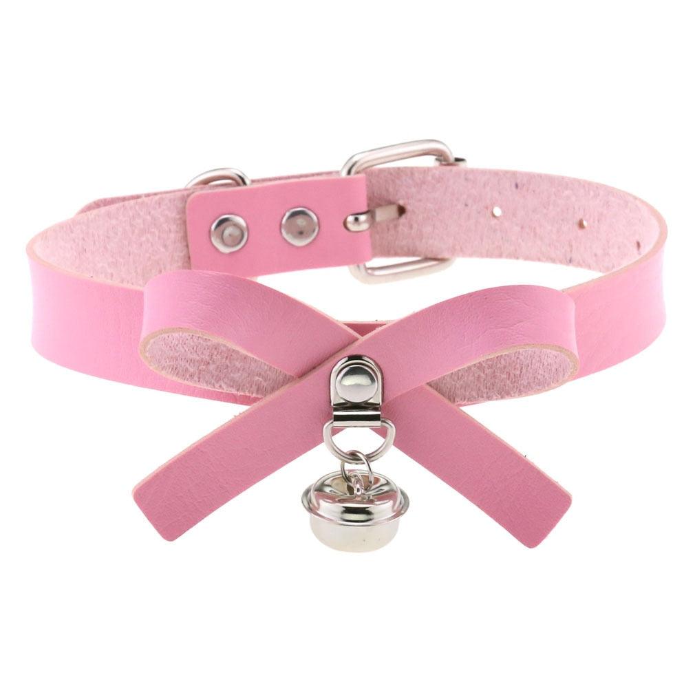 Pink Leather Gothic Choker Collection - Style 12 Choker - Femboy Fatale