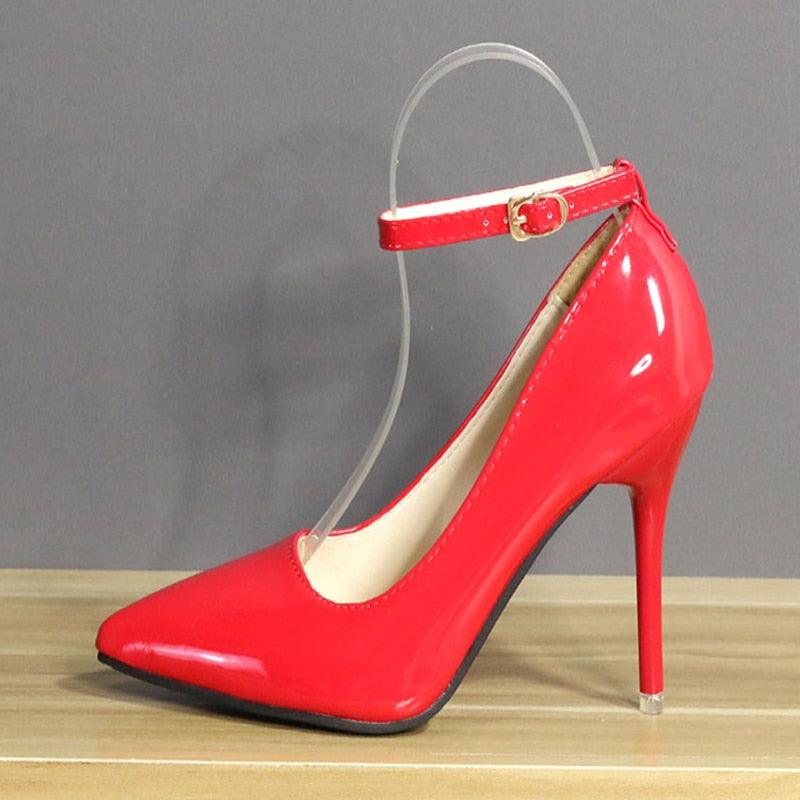 Closed Toe Stilettos 12cm Heels - Red / 3 - Femboy Fatale