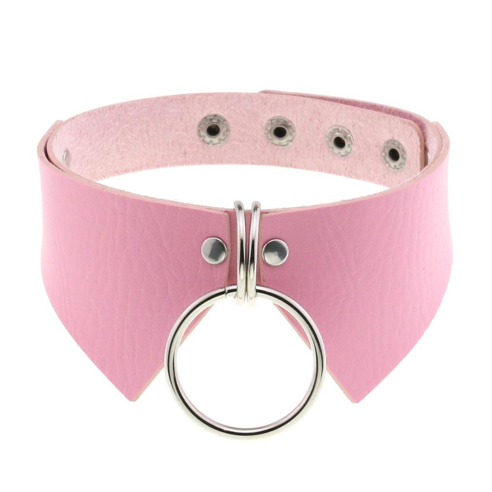 Pink Leather Gothic Choker Collection - Style 24 Choker - Femboy Fatale