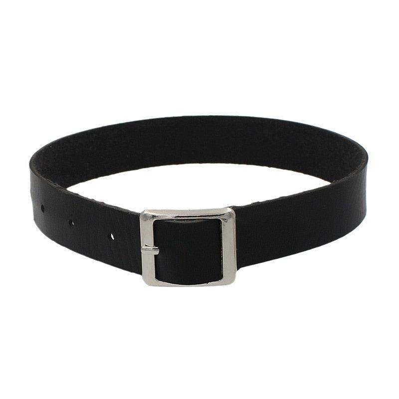 Black Leather Gothic Choker Collection - Square Choker - Femboy Fatale