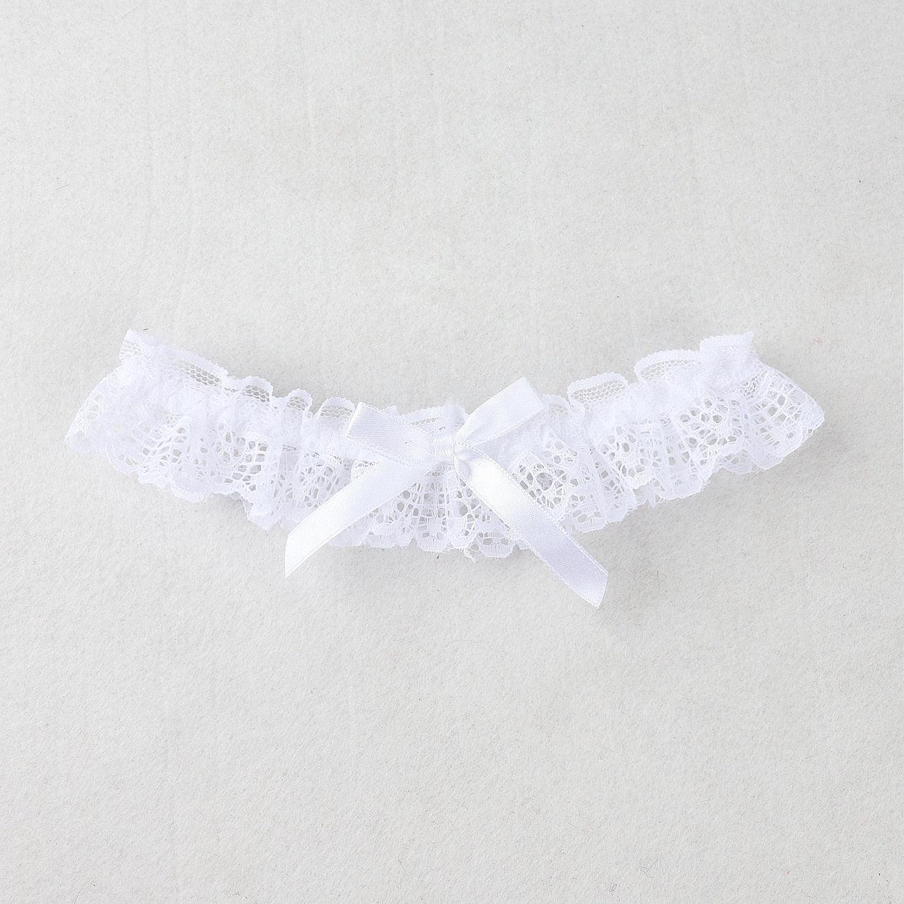 Lace Garters with Ribbon - White Garters - Femboy Fatale